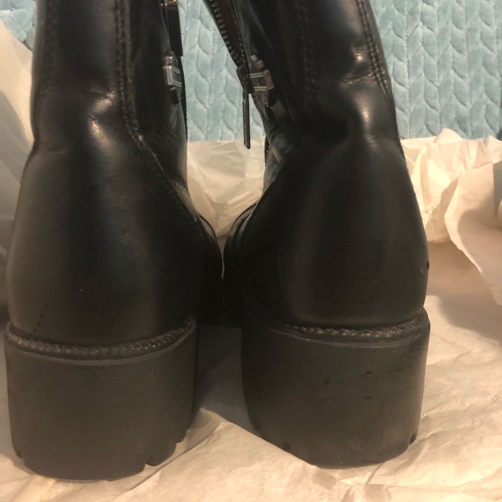 Preloved Harley Davidson Black Leather riding boots 10 ladies **** zipper - Picture 6 of 9
